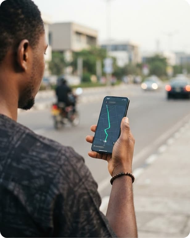 Person checking delivery progress on the app