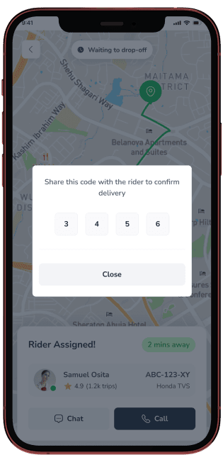 BuruExpress app showing PIN entry screen